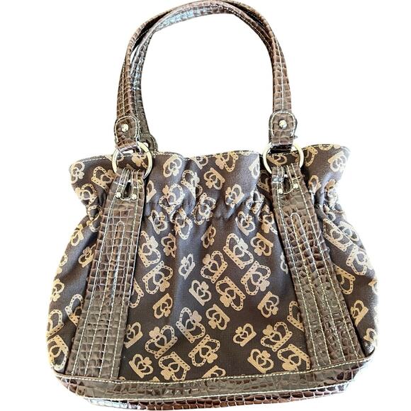Kathy Van Zeeland Brown Crown Pattern Shoulder Bag - Picture 2 of 12